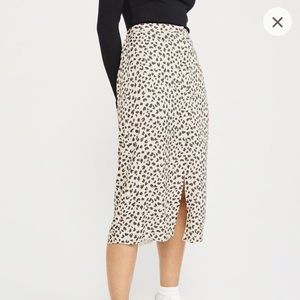 Cream Leopard print midi skirt XXS